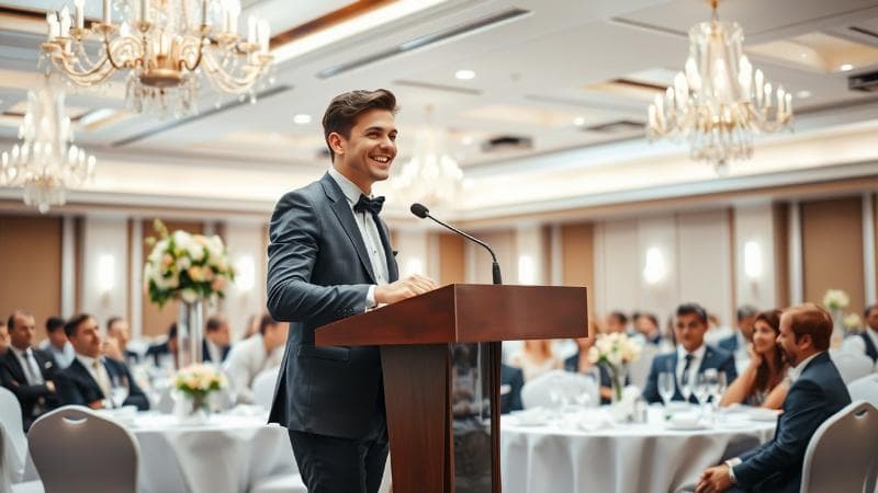 Best Man giving a wedding speech